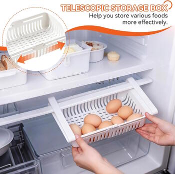 Riff Ledusskapja regulējams izvelkams organizators no 20,5 cm līdz 28 cm White (RF-PULLOUT-WH)