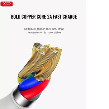 XO NB113 Прочный TPE Универсальный USB-C (Type-C) на Lightning PD Кабель данных и быстрого заряда 2.4A 1м Белый (NB113)