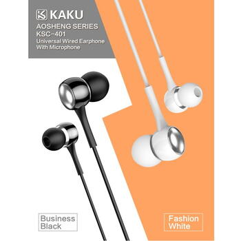 iKAKU KSC-401 Универсальные легкие наушники-вкладыши HiFi 3,5 мм с микрофоном 1,2 м Белый (KSC-401-WH)