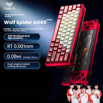 Aula AG60 EN Расклдака 60% Проводная CNC Алюминиевая Механическая игровая клавиатура 8000Hz Polling RGB Backlight Red+White (AG60)