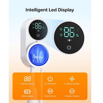 Bitvae X122 universāls zobu birstes sterilizators ar LED viediekrānu 1800mAh White (X122)