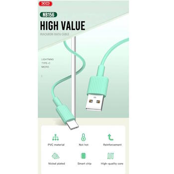 XO NB156 Прочный TPE Универсальный USB-C на Lightning PD Кабель 1m данных и быстрого 2.4A Заряда Белый (NB156)