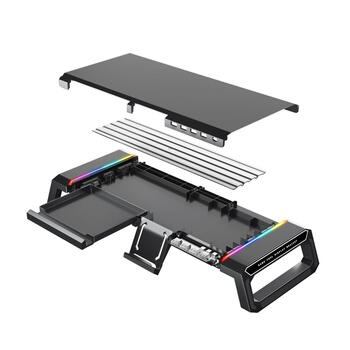 Riff T1 ICE Coorel Подставка для монитора с RGB-подсветкой / 4 USB-портами / подставкой для мобильного телефона (RF-T1)