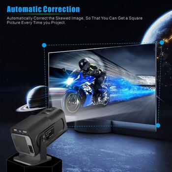 Riff HY320 pārnēsājamais viedais projektors BT 5.0 1080p Android 11.0 Wi-Fi 6 ar automātisko trapeces korekciju Black (RF-HY320)