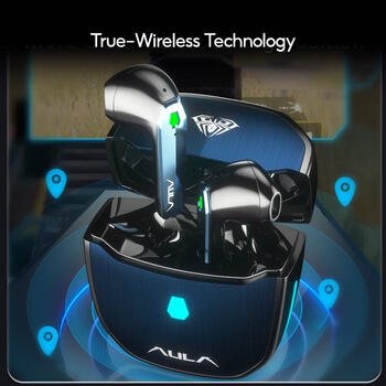 Aula F101 TWS Беспроводная Hi-Fi  игровая стерео наушники / Bluetooth 5.0 / HD Mic / чехол для зарядки / Черные (F101)