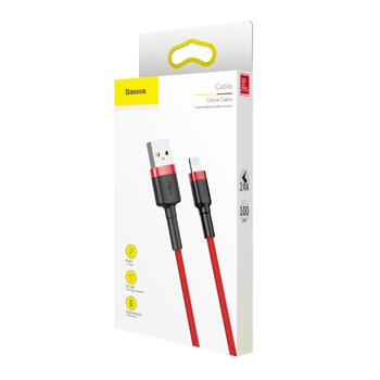 Baseus CALKLF-B09 Nylon Плетеный провод для передачи данных & заряда CQ3.0 2.4A USB на Lightning 1m Red (CALKLF-B09)