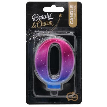 GoDan Night sky Metallic Tortes svece Skaitlis 0 (8cm) Pink/Blue/Violet Ombre (MLG174571)