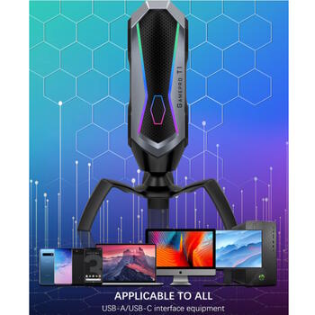 Aula T1 Профессиональный Микрофон с HD Чистым звуком для Игр / Стиминга USB-C гнезно 1.7m USB Кабель (T1)