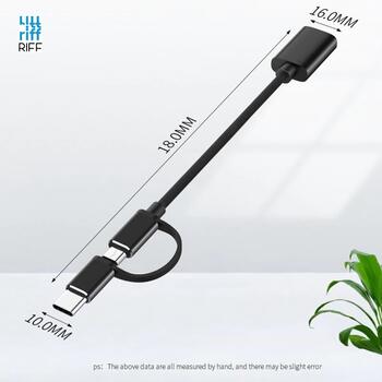 Riff V8 2 in1 OTG Host Vads Type-C + Micro USB Spraudnis uz USB 3.0 Type A 15.5cm Sarkans OEM (RF-2in1-TYC/MIC-OTG-RE)