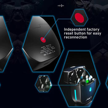 Aula F101 TWS Беспроводная Hi-Fi  игровая стерео наушники / Bluetooth 5.0 / HD Mic / чехол для зарядки / Черные (F101)
