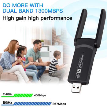 Riff AC1300 USB модуль Wi-Fi адаптер 5 GHz 2.4 GHz 1300 Мбит/с 802.11ac/a/b/g/n Чёрный (RF-AC1300)