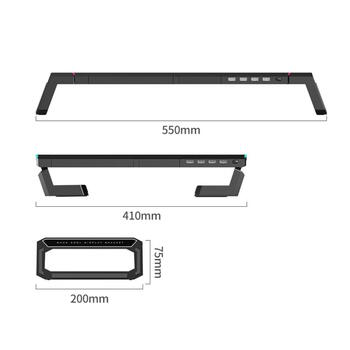 Riff T1 ICE Coorel Подставка для монитора с RGB-подсветкой / 4 USB-портами / подставкой для мобильного телефона (RF-T1)