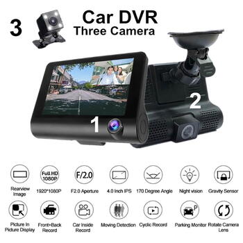 Riff Full HD DVR G-Sensor Автомобильный видеорегистратор с 3 камерами и LCD-дисплеем заднего вида 4 '' черный (RF-VR-FullHD-DVR-4)