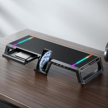 Riff T1 ICE Coorel Подставка для монитора с RGB-подсветкой / 4 USB-портами / подставкой для мобильного телефона (RF-T1)