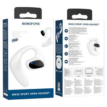 Borofone BW22 TWS 5.3 BT Беспроводные наушники с LED экраном / 4h автономной раб. White (BW22/WH)