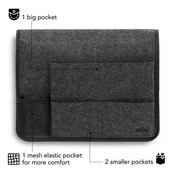 VILSTO filca materiāla piegultas kabata, mantu glabātuve dīvānam, klubkrēslam, galdam Dark Grey (BEDSIDE-POCKET-DGREY)