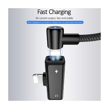 Usams US-SJ270 Lightning Kabeļu adapteris uz Lightning austiņu ligzdu + Lightning uzlādes Ligzdu Melns (SJ270LN01)