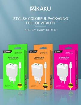 Kaku KSC-371 Set 2in1 Smart 2 USB Sockets 2.4A Зарядное устройство + кабель USB для Lightn 1 м (KSC-371L)