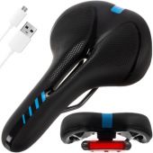 Седло для велосипеда с фонарем черное USB (P22220)