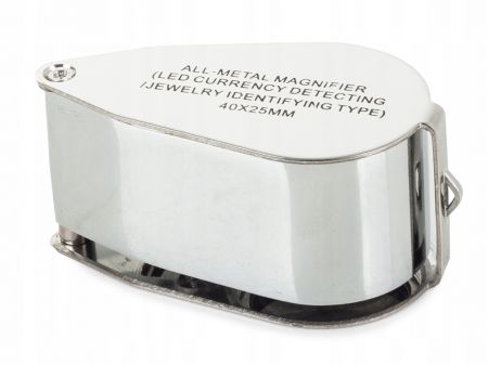 Карманная ювелирная лупа 40x LED UV (P09109)
