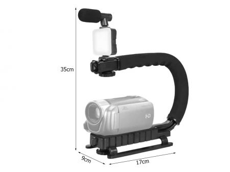 Vlogošanas komplekts - mikrofons, lampa, statīvs, pults (P27335)