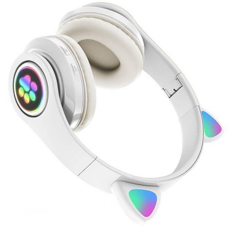 Беспроводные наушники Bluetooth Котик белые (PZS7E)