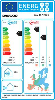 Daewoo gaisa kondicionieris DAC 18PROBK, 18000 Btu, invertors, Wi-Fi funkcija no 65-95m telpai* (DAC 18PROBK)