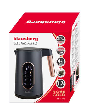 Электрический чайник, 1.7 л, 2200 Вт, черный/розовое золото, Klausberg, KB 7892 (KB 7892)
