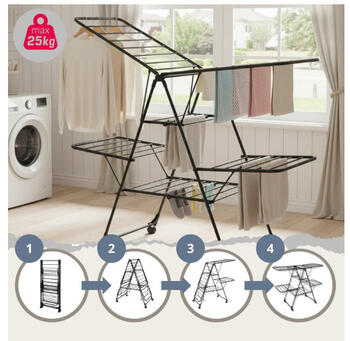 Сушилка для белья, складная, на колесах, 157 см, KH 2046, Kinghoff (KH 2046)