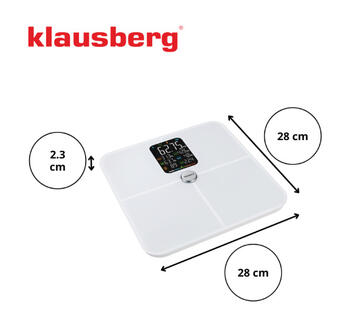 Белые напольные весы KLAUSBERG, 4 батарейки AAA, KB 7941 (KB 7941)