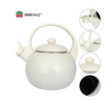 Чайник со свистком, эмалированная сталь, белый, 2,2 л, KH 2040, Kinghoff (KH 2040)