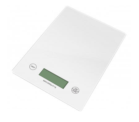 Кухонные весы, 5 кг., 2xAAA батарейки (не входят в комплект), LCD экран, Белый, 5RP51651KW, Rosberg (5RP51651KW)