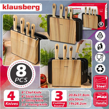 Nažu komplekts ar asināmo un statīvu, 13 prielšmeti, nerūsējošais tērauds, KB 9038, Klausberg (KB 9038)