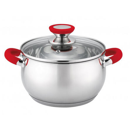 Katls ar vāku Ø26 cm, 7.7L sarkani rokturi, nerūsējošais tērauds, 5V1210N26R, Oliver Voltz (5V1210N26R)