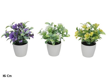Mākslīgie ziedi,  lilijas ar tējas lapām podiņā 16 cm, 10x10x16 cm, LITO (8445393574967)