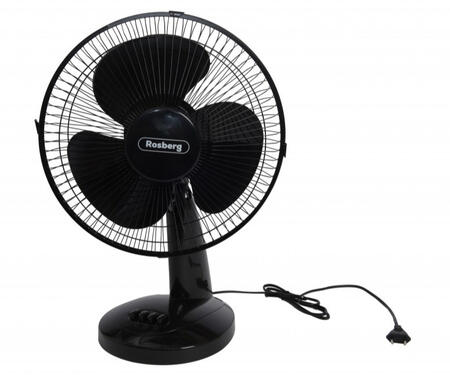 Galda ventilators, 30 W, 30 cm, 3 ātrumu izvēle, regulējama galva, melns, 551760B12B, Rosberg* (551760B12B)