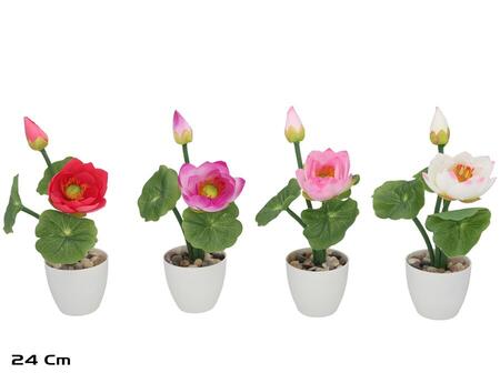 Mākslīgā ūdens lilija podā 24 cm, 4 dizaini, 7x7x24 cm, LITO (8445393548319)