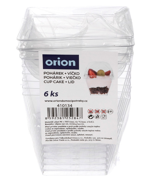 Стаканчики для десертов с крышками, 180 мл, 6 шт., 410134, ORION (410134)