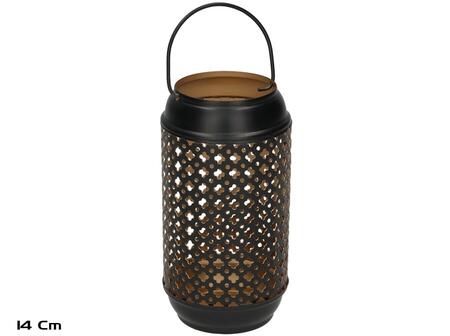 Черный фонарь Kaia, 14 см, 7.00 x 7.00 x 14.00, GARDEN ENJOY (8445393432595)