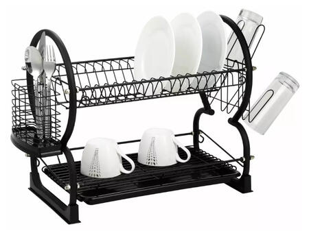 Trauku balsts - metāla trauku žāvētājs, 2 līmeņu, melns Kinghoff KH 1500 (KH 1500)