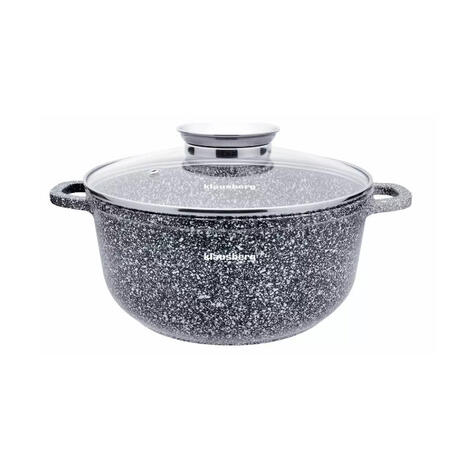 Katls ar vāku, tērauds, pelēks marmors, Ø22cm x 10cm, 3.3L, KB 7521, Klausberg (KB 7521)