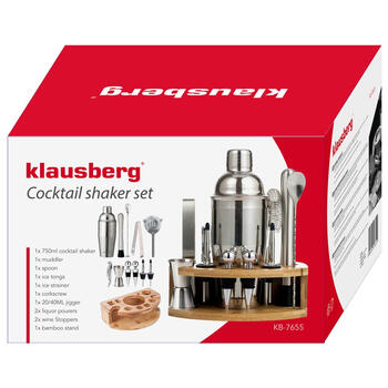 Klausberg kokteiļu šeikera komplekts, 12 priekšmeti, nerūsējošais tērauds, KB 7655* (KB 7655)