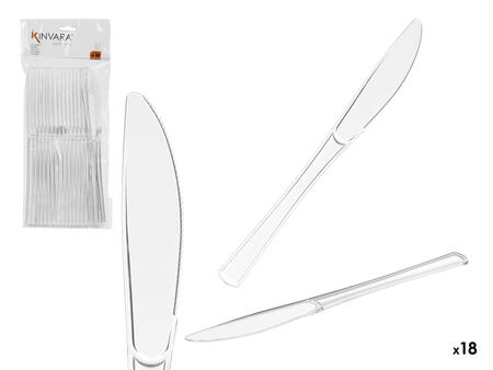 Komplekts 18 caurspīdīgi plastmasas naži, 25.5×11×1 cm, 10675, Kinvara (10675)