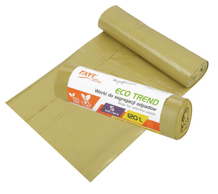 Мешки для мусора ECO TREND, 120 л, 5 шт., желтые (пластик), 19.5 x 5 x 5, 00742, Simple Solution (00742)