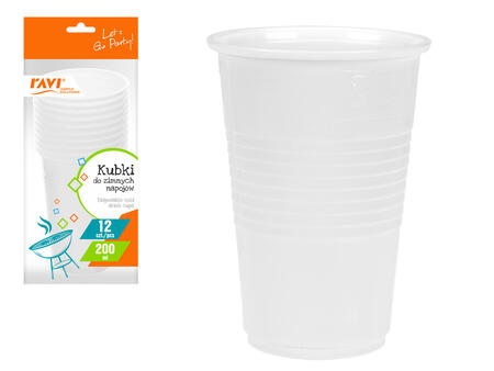 Vienreizlietojamās krūzes aukstajiem dzērieniem, 200 ml, 12 gab., 13.5 x 7 x 30, 01313, Simple Solut (01313)