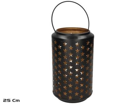 Черный фонарь Kora, 25 см, 15.00 x 15.00 x 25.00, GARDEN ENJOY (8445393432731)