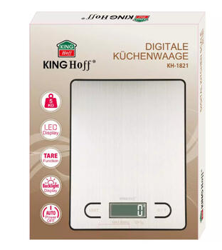 Кухонные весы, серебристого цвета, 5kg, батарея 2x1.5V AAA, KH 1821, KINGHoff (KH 1821)