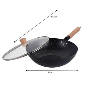 Woka panna ar vāku, melns marmors, Ø30 cm × augstums apm. 9 cm, KH 1984, Kinghoff (KH 1984)