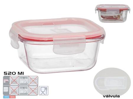Kvadrātveida pusdienu kārba 520 ml, 6,5 x 14 x 14 cm, KITCHEN&GO (8445393578637)