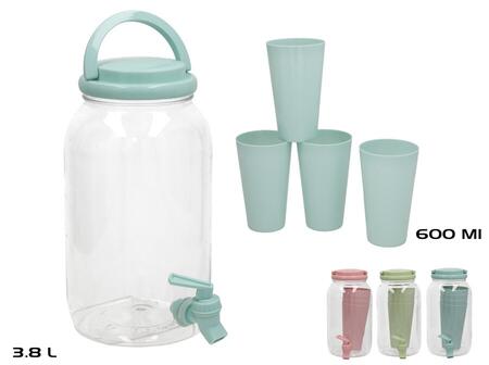 Caurspīdīgs dzērienu dozators 3,7 l, 26 x 18 x 15 cm, SUMMER ENJOY (8445393562681)